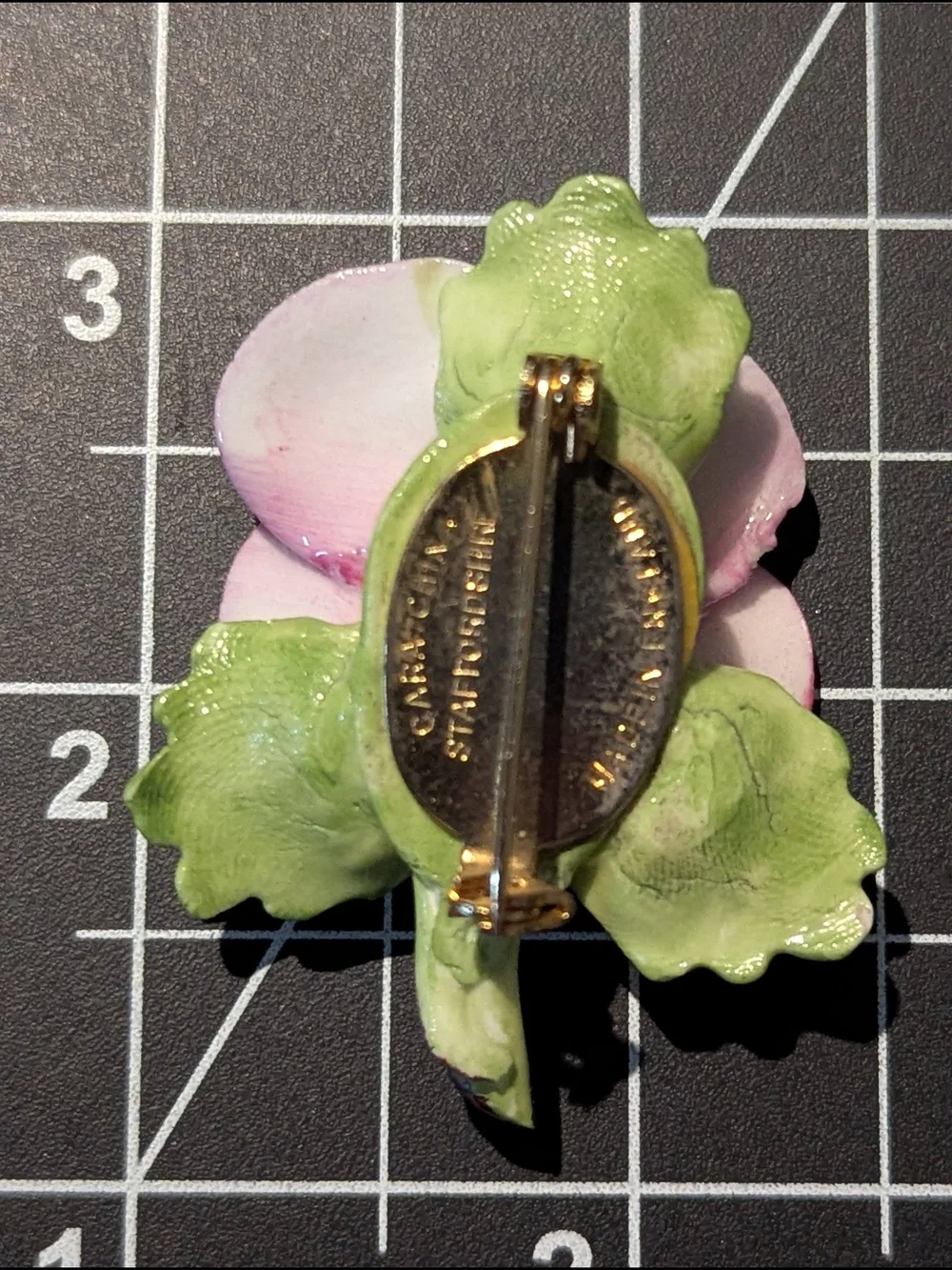 Pink and Cream Ceramic Pansy Brooch